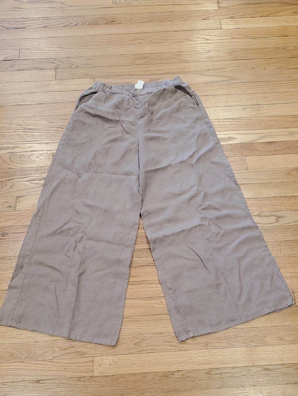 Wide Leg Linen Pants in Taupe